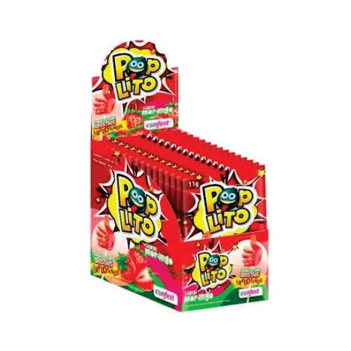 Pirulito Pop Lito Explosivo Morango Display C/ 15 Un Confest