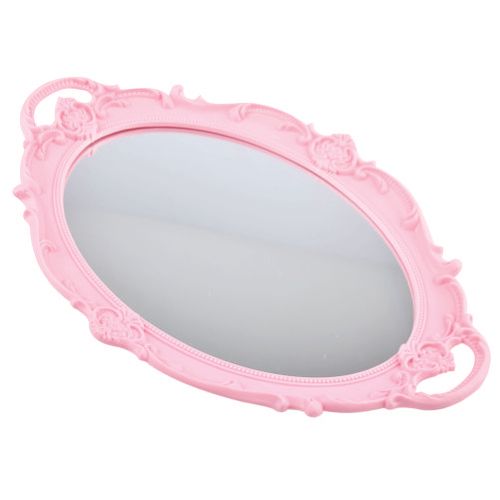 Bandeja Oval Rosa C/ Espelho 37x24 Cm (Wx6883) Wellmix