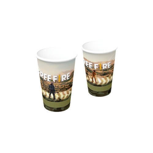 Copo Descartavél Papel 200 Ml Free Fire C/ 8 Un Festcolor