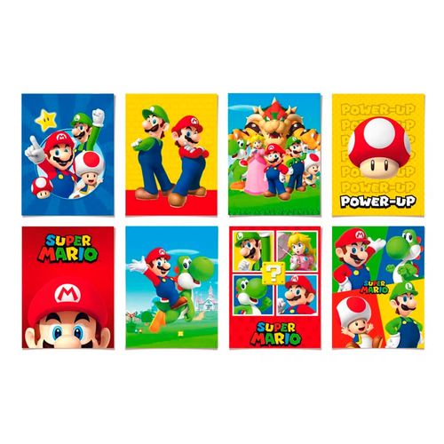 Cartaz Decorativo Super Mario 25x35 Cm C/ 8 Un Cromus