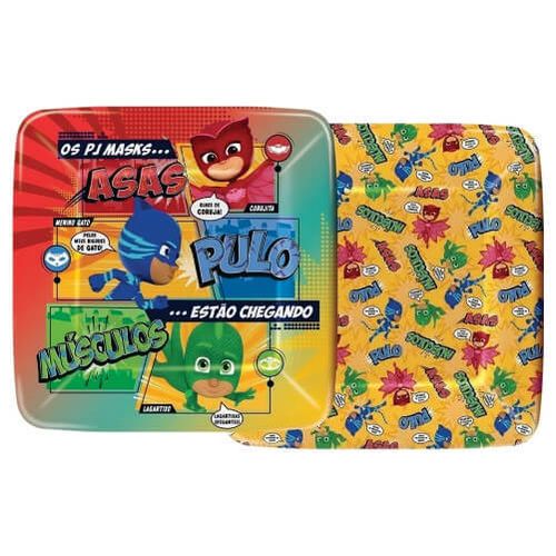 Prato Quadrado 18 Cm Pj Masks C/ 8 Un Regina
