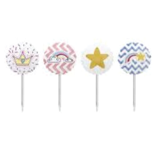 Toppers P/ Doces E Salgados Unicornio C/ 8 Pçs Junco