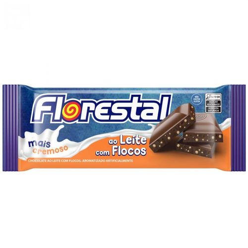 Barra Chocolate Ao Leite C/ Flocos 20 Gr Florestal
