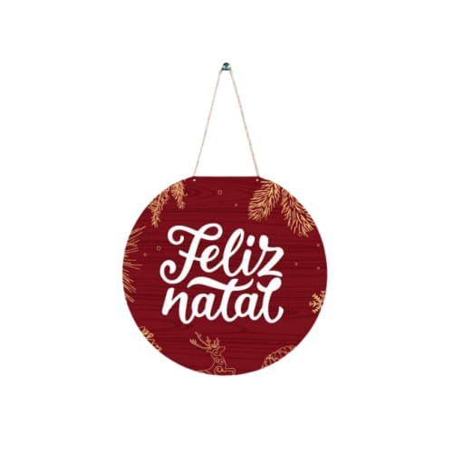 Placa Redonda Feliz Natal (Na0008) Grintoy