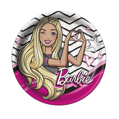 Prato Redondo 18 Cm Barbie C/ 8 Un Festcolor