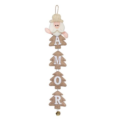 Enfeite Natal Papai Noel Amor 10x47cm Bege (51282001) Florearte
