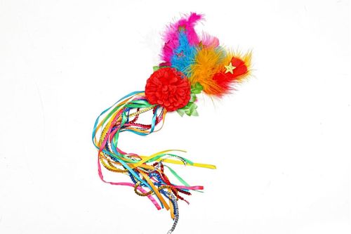 Presilha Penas Flor Vermelha Cosmix