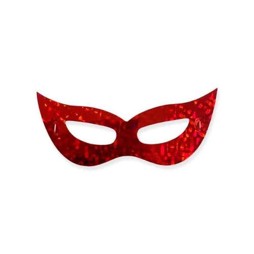 Máscara Papel Holografico Vermelho 18 Cm C/ 10 Un Cury