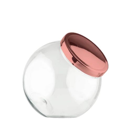 Baleiro Petit Transparente Tampa Metalizada Rosê 1l Bandeirante