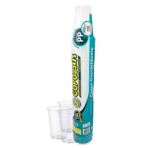 Copo Descartavel Pp Transparente 200 Ml C/ 100 Un Copozan