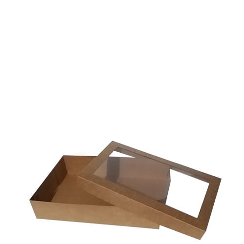 Caixa Bolo Kraft C/ Visor 30x20x6 Cm (3020060202) Un Agabox