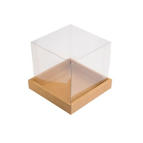 Caixa Panetone 250gr 12x12 Kraft Tampa Transparente C/ 5 Un Assk