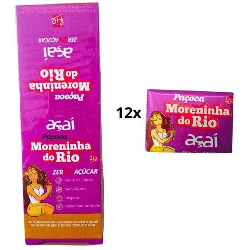 Paçoca Zero Açucar Sabor Açai 276 Gr C/ 12 Un Moreninha Do Rio