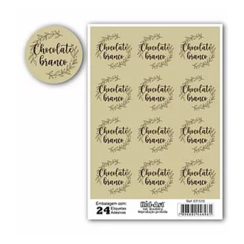 Etiqueta Redonda Chocolate Branco C/ 24 Un (Ep-500-519) Kid-Art