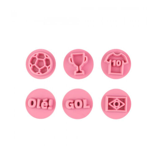 Kit Carimbo Futebol Rosa Bebe 2cm Bluestar