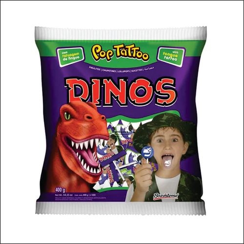 Pirulito Pop Tattoo Dinos 400 Gr Florestal
