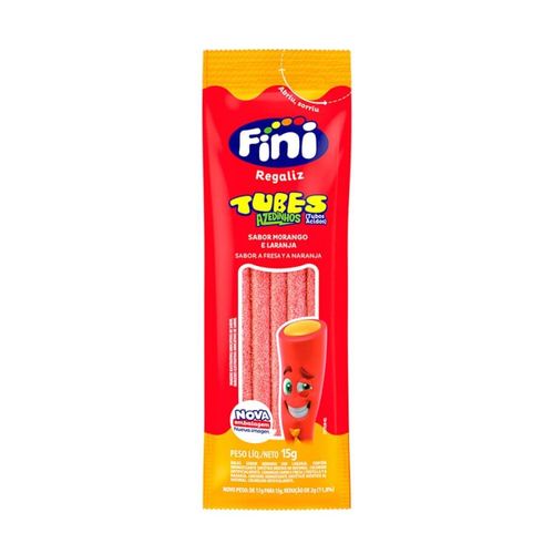 Bala Tubes Morango C/ Laranja Citrico 12x15gr Fini