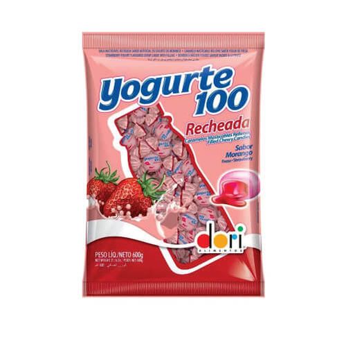 Bala Yogurte 100 Recheada Morango 600 Gr Dori