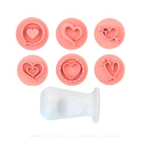 Kit Carimbos Corações Rosa Bebe 2 Cm Bluestar