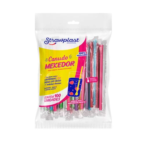 Canudo Mexedor Misto 6 Mm C/ 100 Un Strawplast