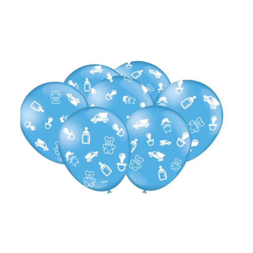 Balão Decorado Baby Azul Claro C/ 25 Unid. Festcolor