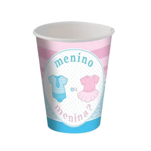 Copo Descartavél Papel 300 Ml Chá Revelação C/ 8 Un Festcolor