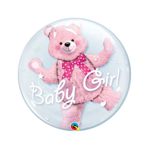 Balão Bubble Ursinho Girl Rosa 24 (29488) Qualatex