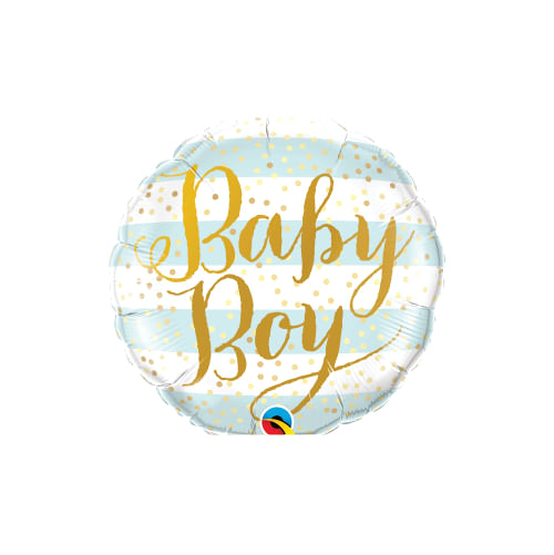 Balão Redondo Baby Boy Listras Azuis (88001) Qualatex