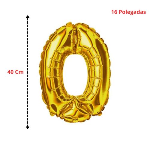Balao Numero Metalizado 40cm Dourado
