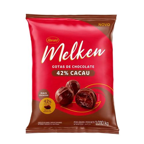 Chocolate Melken Meio Amargo 42% Cacau Gotas 1,01 Kg Harald