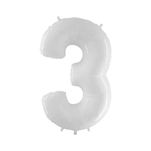 Balao Numero Metalizado 76cm Branco