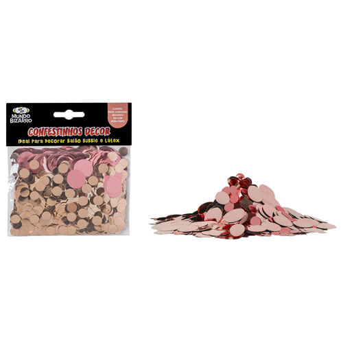 Confetes P/ Balões Redondo Rosa Ouro Mundo Bizarro