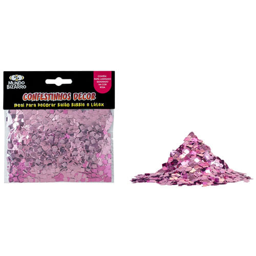 Confetes P/ Balões Quadrado Rosa Mundo Bizarro