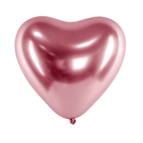 Balão 11 Cromado Coração Rose C/ 6 Un Happyday