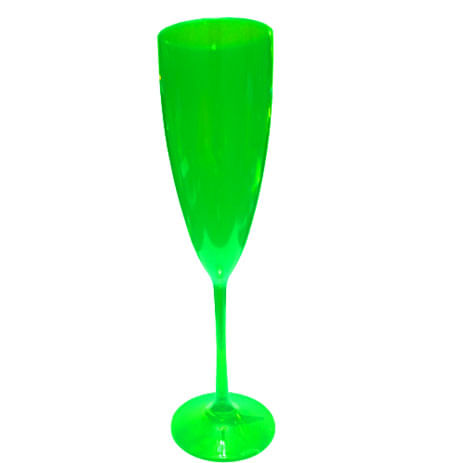 Taça Champanhe 170 Ml Transparente Verde Neon Amalu