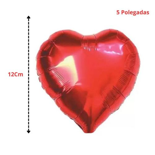 Balao Metalizado Coracao 12 Cm