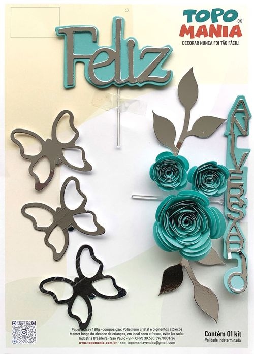 Topo Feliz Aniversario C/ Rosas