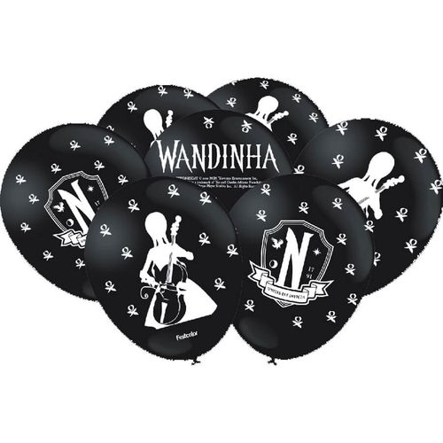Balão Especial Wandinha Preto Nº 9 C/ 25 Un Festcolor