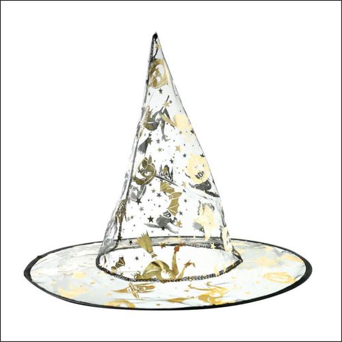 Chapeu Bruxa Halloween Preto Dourado 38x34cm (49866001) Flor Arte