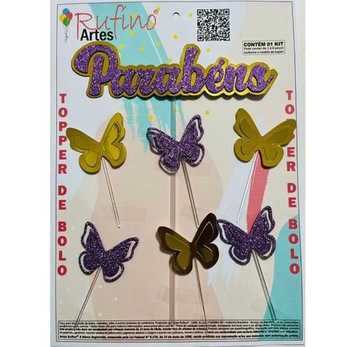 Topo Borboleta Eva Metal Rufino Artes