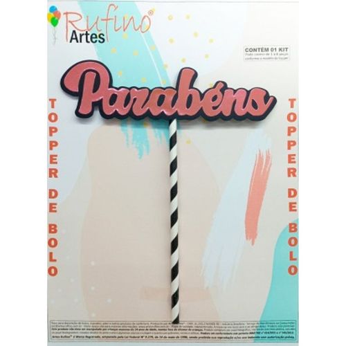 Topo Parabens 3d Metal Rufino Artes