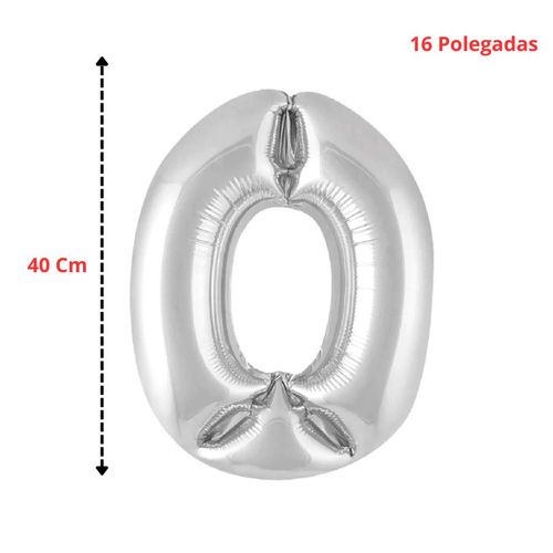 Balao Numero Metalizado 40cm Prata