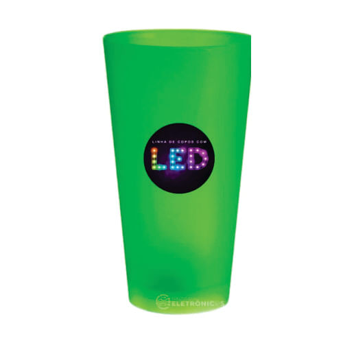 Copo Led Trans. Verde Fluor 500 Ml Neoplas