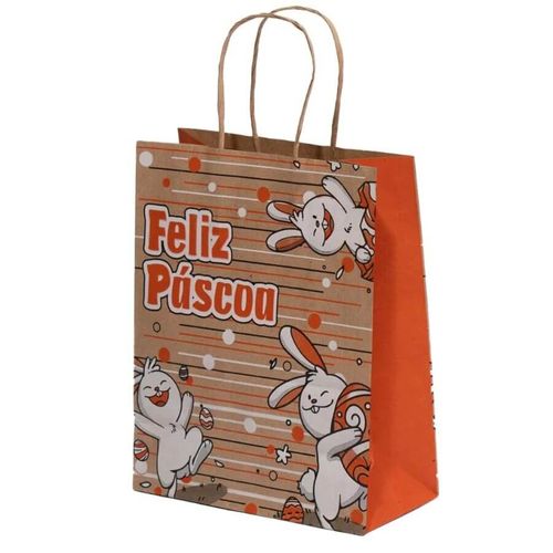 Sacola Kraft Pascoa Bunny 17,5x8,5x21,5 Cm C/ 10 Un Lc Embalagens