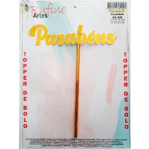 Topo Parabens 3d Metal Rufino Artes