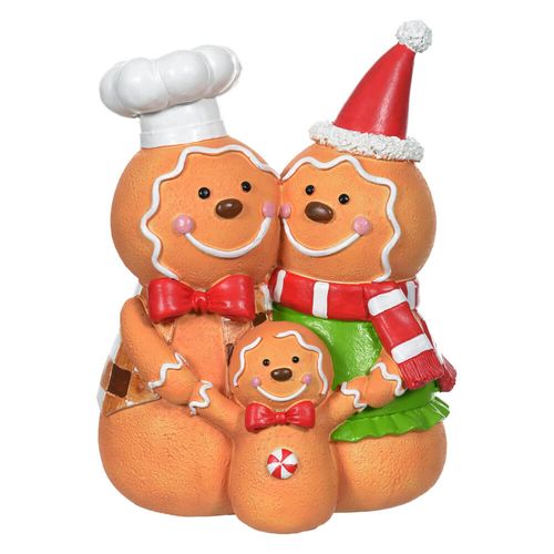 Enfeite Resina Familia Gingerbread Vermelho Bege (49364001) Florearte