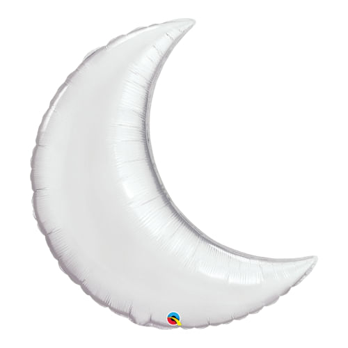Balão Metalico Lua Crescente Solto Prata (36531) Qualatex