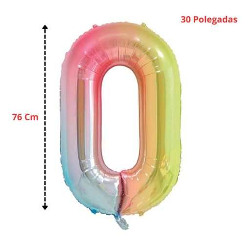 Balao Numero Metalizado 76cm Arco Iris