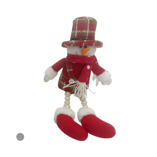 Enfeite Natal Boneco Neve Sentado 40cm Vermelho/Verde Florarte