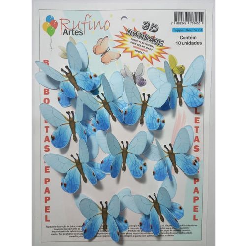 Aplique Borboleta 3d 10 Unidades Rufino Artes